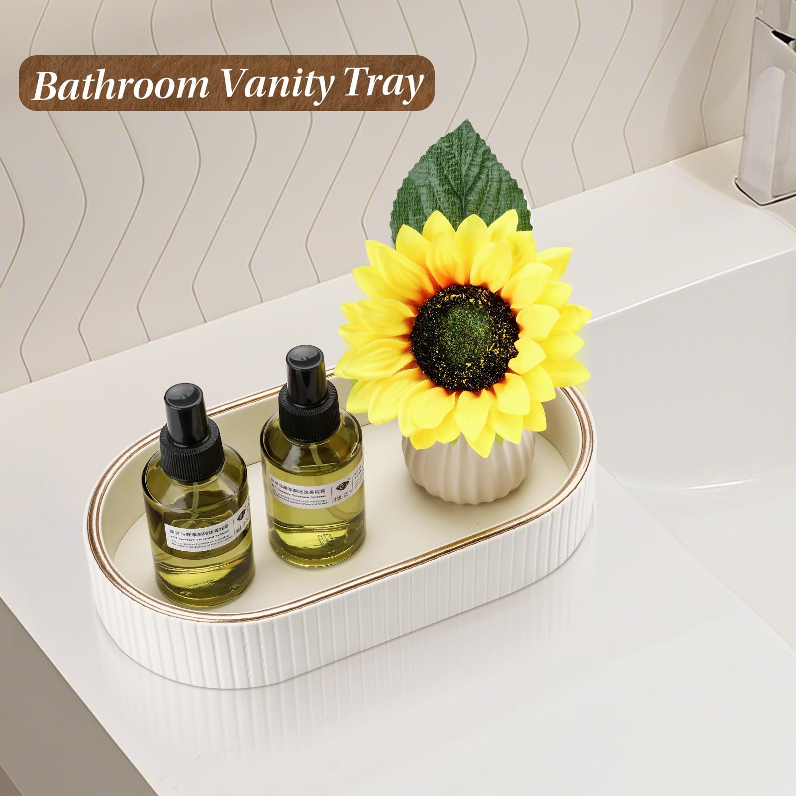Amazon.com: GORESE Oval Vanity Tray Perfume Organizer, PU Leather